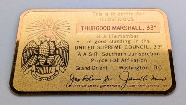 Thurgood Marshall's Lifemember 33 Degree
