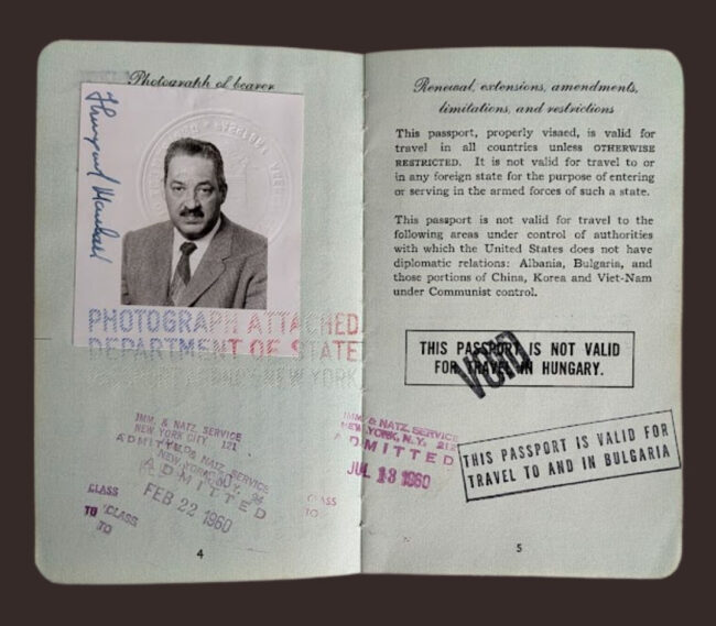 Thurgood Marshall's US Passport